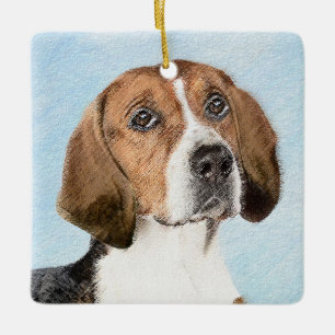 Engelska foxhound-målning - Cute Original Hund Ar Julgransprydnad Keramik