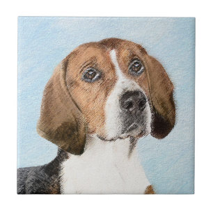 Engelska foxhound-målning - Cute Original Hund Ar Kakelplatta