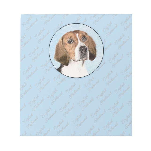 Engelska foxhound-målning - Cute Original Hund Art Anteckningsblock (Framsida)