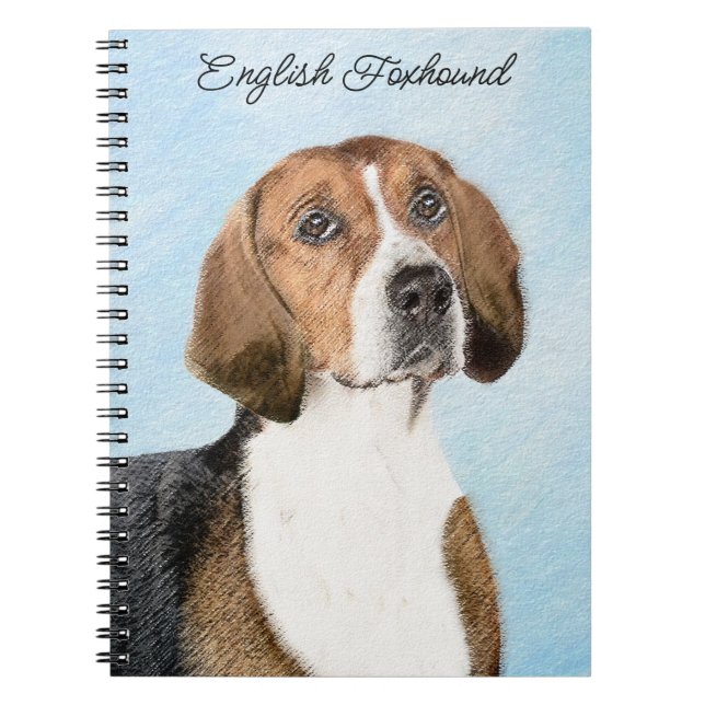 Engelska foxhound-målning - Cute Original Hund Art Anteckningsbok (Framsidan)