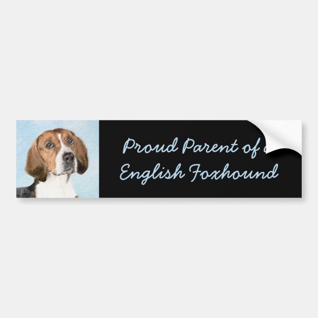 Engelska foxhound-målning - Cute Original Hund Art Bildekal (Framsidan)