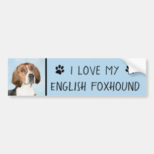 Engelska foxhound-målning - Cute Original Hund Art Bildekal