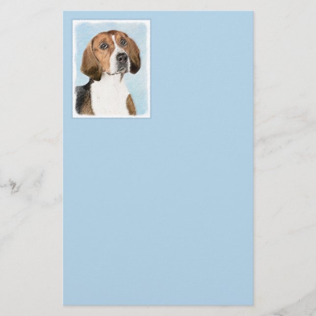 Engelska foxhound-målning - Cute Original Hund Art Brevpapper (Framsida)