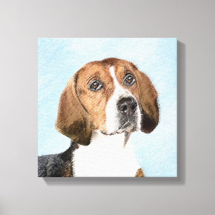 Engelska foxhound-målning - Cute Original Hund Art Canvastryck