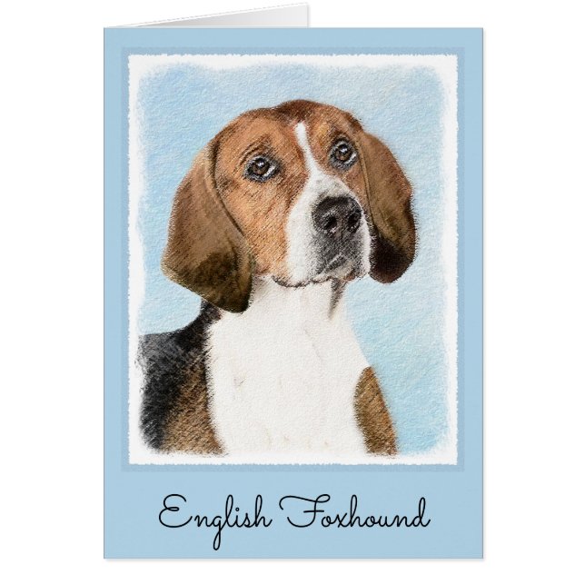 Engelska foxhound-målning - Cute Original Hund Art Hälsningskort (Framsidan)