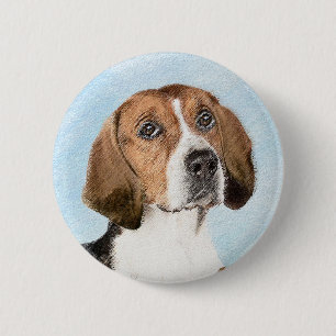 Engelska foxhound-målning - Cute Original Hund Art Knapp