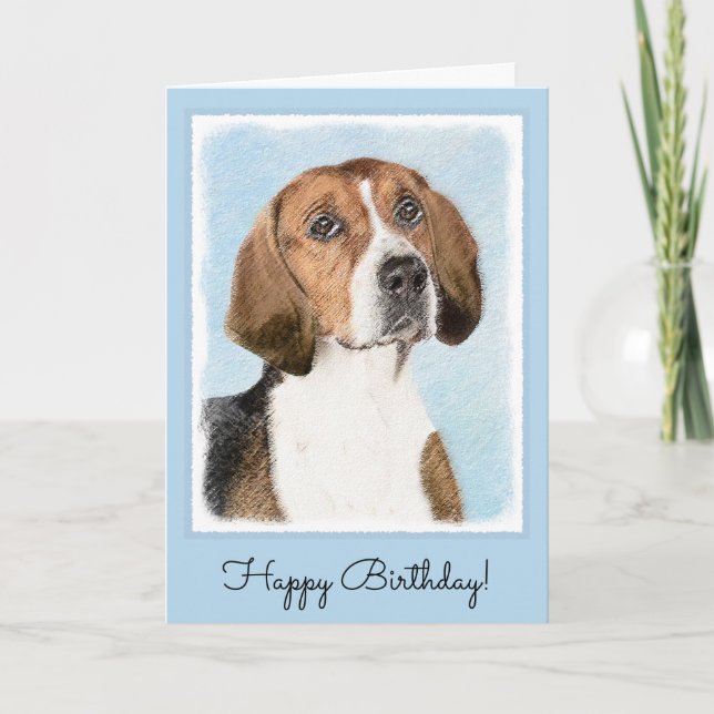 Engelska foxhound-målning - Cute Original Hund Art Kort (Framsida)