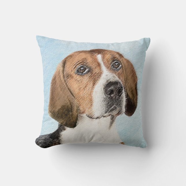 Engelska foxhound-målning - Cute Original Hund Art Kudde (Framsida)