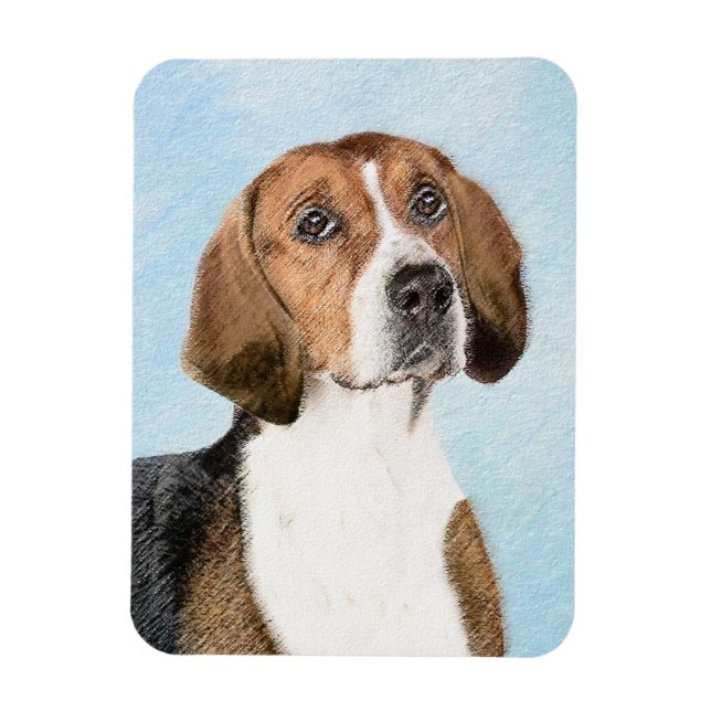 Engelska foxhound-målning - Cute Original Hund Art Magnet (Vertikal)