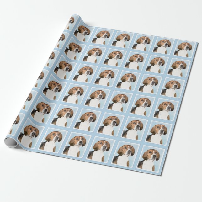 Engelska foxhound-målning - Cute Original Hund Art Presentpapper (Utrullad)