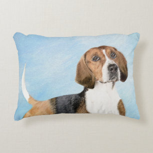 Engelska foxhound-målning - Cute Original Hund Art Prydnadskudde
