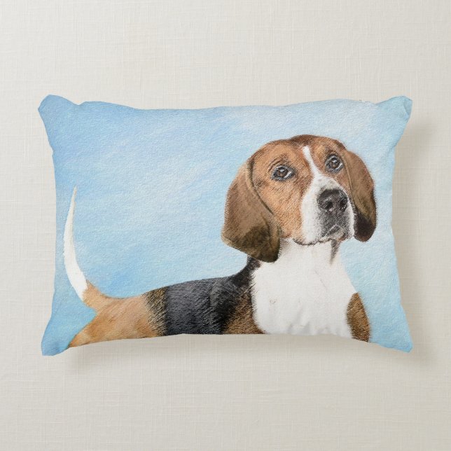 Engelska foxhound-målning - Cute Original Hund Art Prydnadskudde (Framsidan)