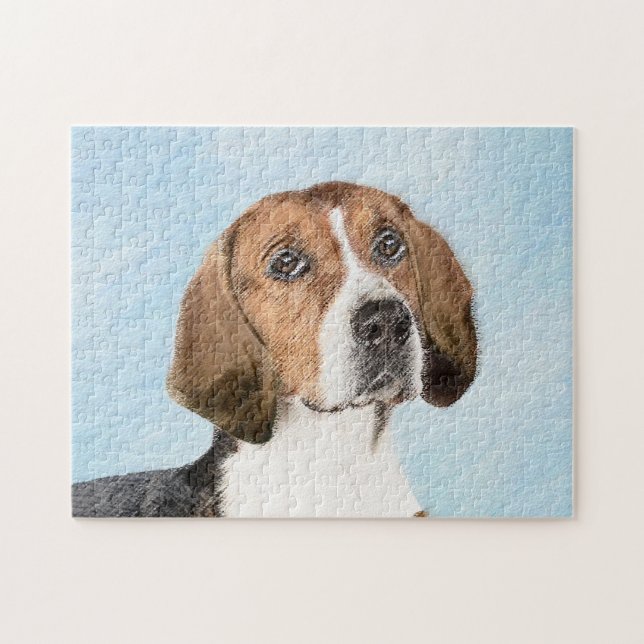Engelska foxhound-målning - Cute Original Hund Art Pussel (Horisontell)