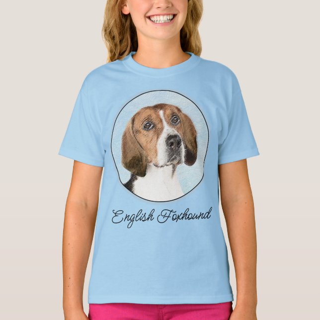 Engelska foxhound-målning - Cute Original Hund Art T Shirt (Framsida)