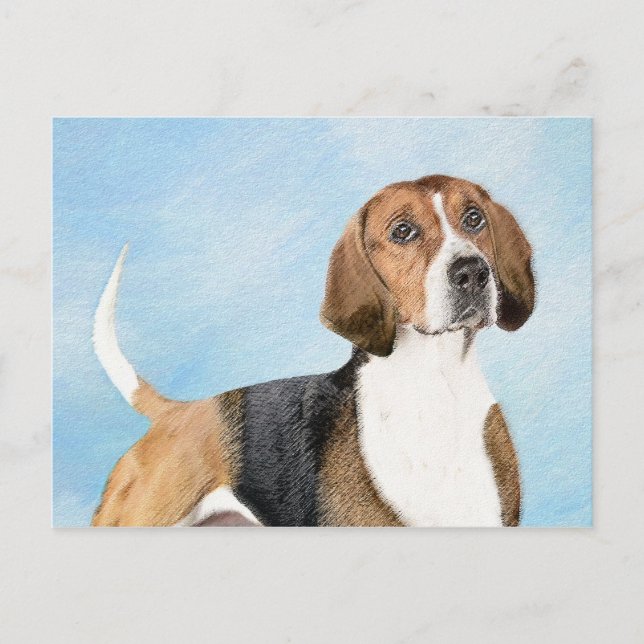 Engelska foxhound-målning - Cute Original Hund Art Vykort (Framsida)