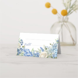 Engelska Garden Blue Hydrangea Vit ros Bord Placeringskort