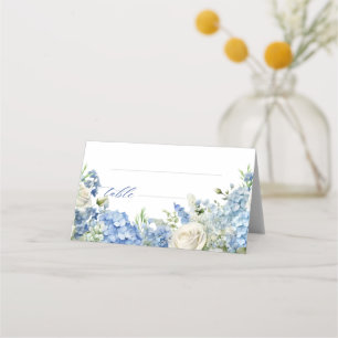 Engelska Garden Blue Hydrangea Vit ros Bord Placeringskort