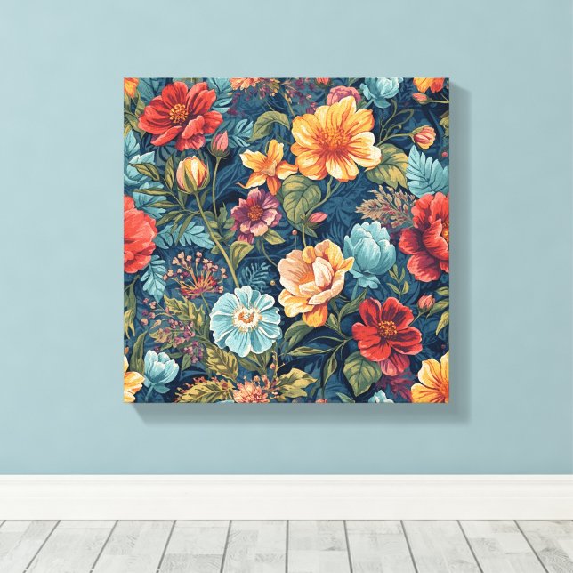 Engelska Garden Bouquet - utskrift av botaniska vä Canvastryck (Insitu (trägolv))
