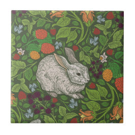 Engelska Garden Rabbits Woodcut Kakelplatta