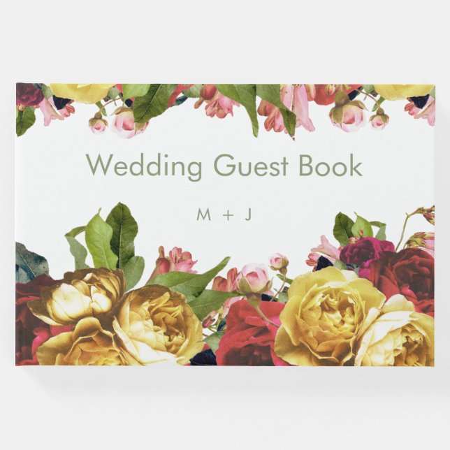 Engelska Garden Vintage Ro Bröllop Guest Bok (Framsida)