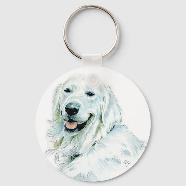 Engelska Golden Retriever Keychain Nyckelring (Framsida)
