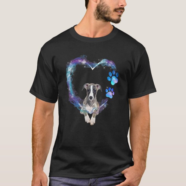 Engelska Greyhound Hund in Heart T Shirt (Framsida)