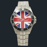 Engelska handklockor med Union Jack flagga Armbandsur<br><div class="desc">Engelska handväskor med Union Jack flagga. Anpassa med din egen brittiska text eller namn. Den billigaste presentidén för Storbritanniens nationella evenemang och royalets evenemang. Engelska flagga,  färg; rödvit och blå.</div>