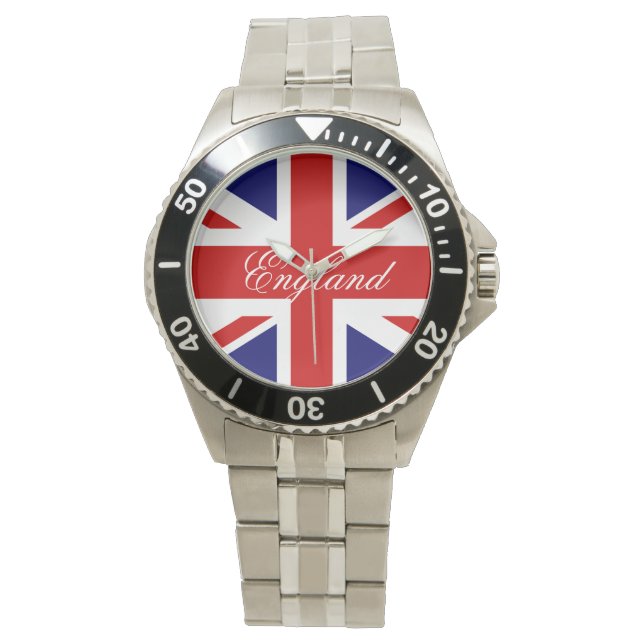 Engelska handklockor med Union Jack flagga Armbandsur (Framsida)