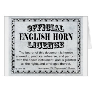 Engelska Horn Licence Hälsningskort