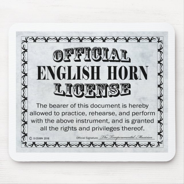 Engelska Horn Licence Musmatta (Framsidan)