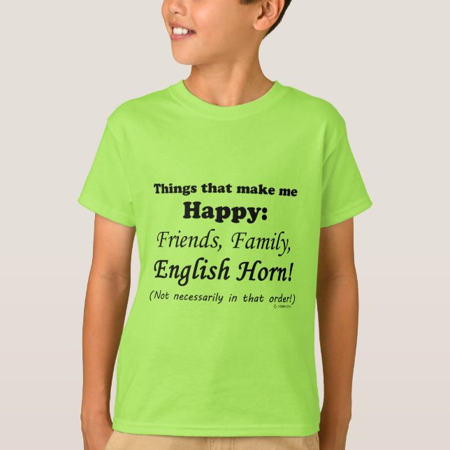 Engelska Horn Makes Me Lycklig Tee (Framsida)