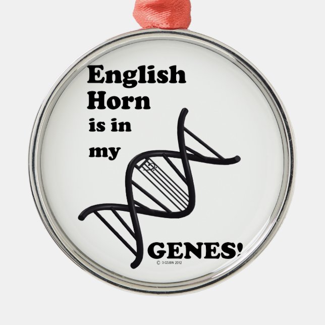Engelska hornen finns i mina gener julgransprydnad metall (Framsidan)