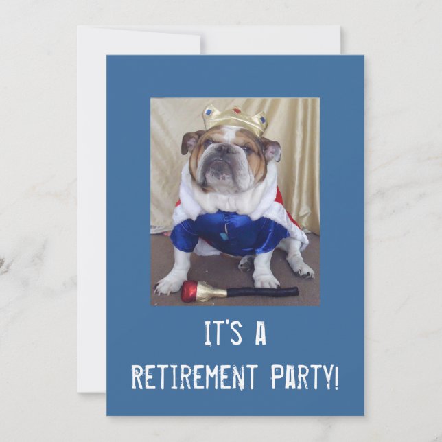 Engelska inbjudningar för bulldoggpensionparty (Framsida)