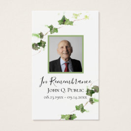 Engelska Ivy Vine Greenery Funeral Memorial Prayer Visitkort