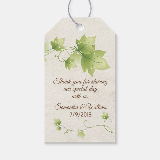 Engelska ivy Wedding Favor-Märkre Presentetikett (Framsidan)