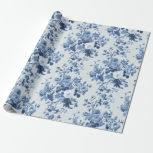 Engelska kusten Garden Blommigt Dusty Blue Mönster Presentpapper