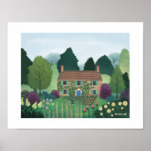 Engelska Land Cottage House Art Print