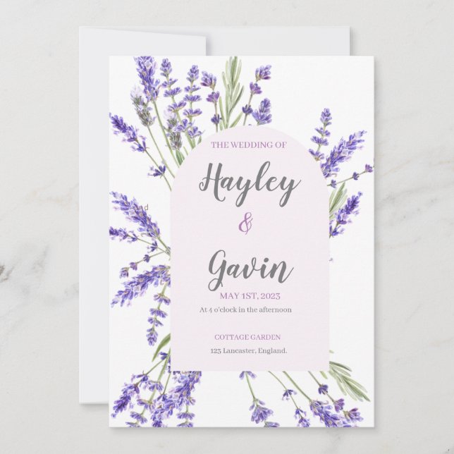 Engelska Land Garden Wedding Lavender Inbjudningar (Framsida)