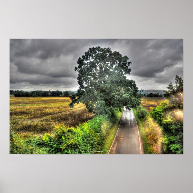 Engelska Land Road Ligcape HDR Photo Print Poster (Framsidan)