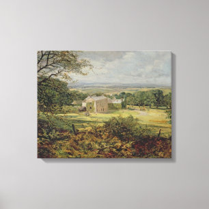 Engelska landskap med ett hus, det 19th canvastryck
