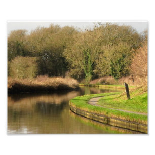 Engelska landskapet Canal Narrowboat Pond Vatten Fototryck
