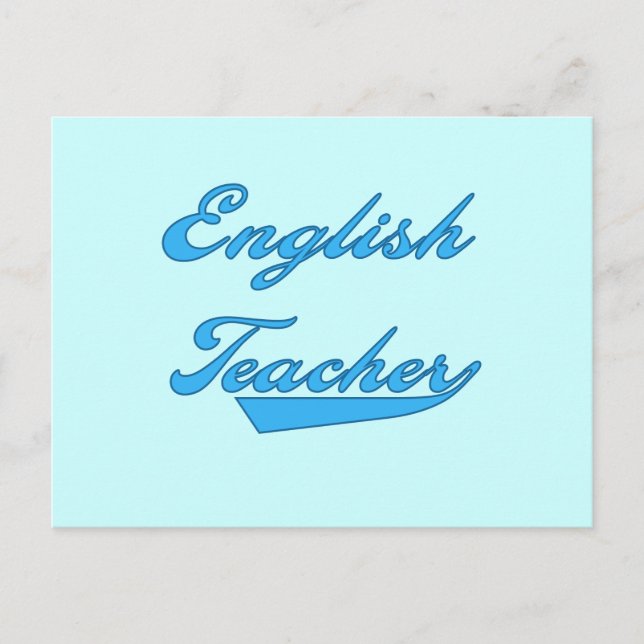 Engelska lärare Blue Text T-shirts och Gifts Vykort (Framsida)