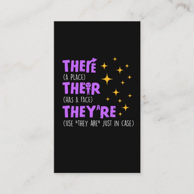 Engelska lärare i skolan Grammar Visitkort (Framsida)