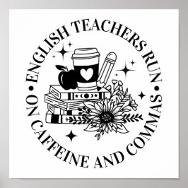 Engelska lärare Springa om koffein och kommas Poster