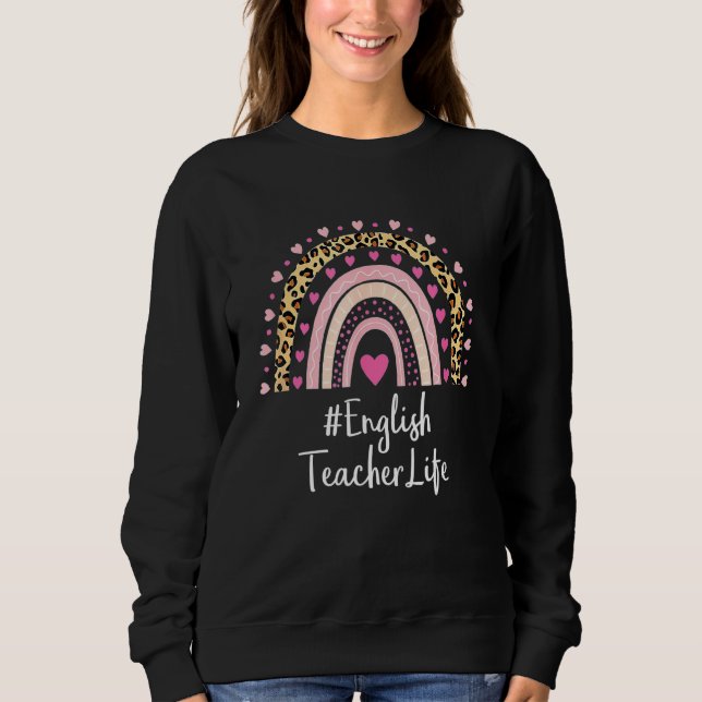 Engelska lärarlärare Life Leopard Print Boho Ra T Shirt (Framsida)