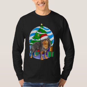 Engelska Leksak Spanska Cute Hund Santa Julgran T Shirt
