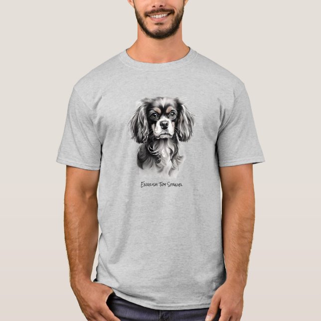 Engelska Leksak Spanska Svarta och vita Silhouette T Shirt (Framsida)