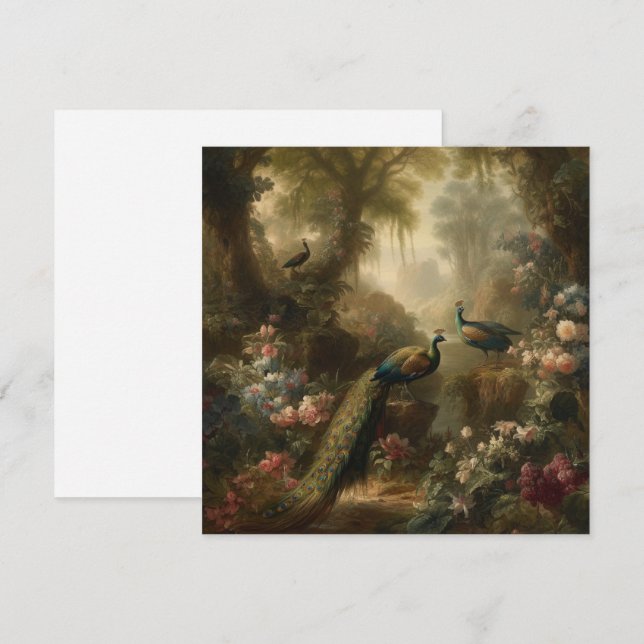 Engelska Lund Påfågel Trio Herrgård Kalla Inbjudningar (Fram/baksida)