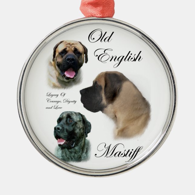 Engelska Mastiff Art Julgransprydnad Metall (Framsidan)