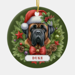 Engelska Mastiff Ceramic Circle Ornament